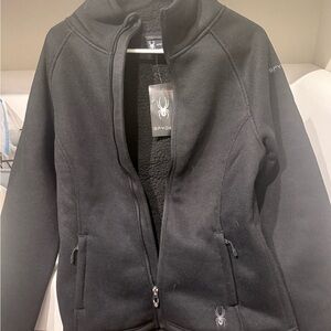 Spyder Black Sherpa-Lined Jacket